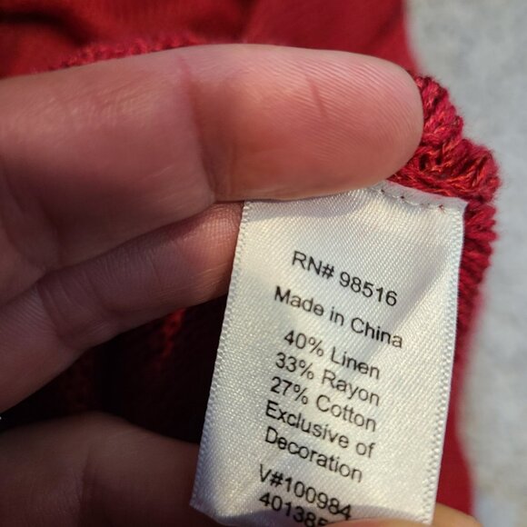 Vintage Jewel Red Parisian Open Knit Sweater Cottage Size Small Holiday Fairy - Picture 8 of 10